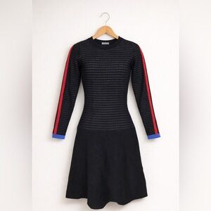 Morgan de Toi Black Dress with Red and Blue Details Large